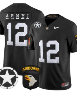 Army Jersey #12 Army Black Knights 2025 Screaming Eagles Stitched