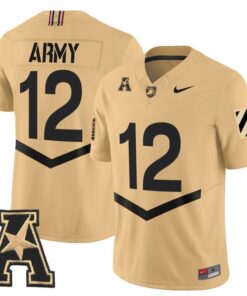 Army Jersey 12 Army Black Knights 2025 Vapor Limited Stitched Tan