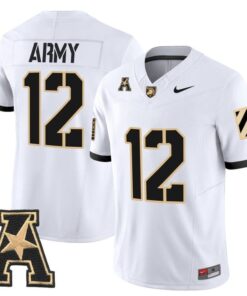 Army Jersey 12 Army Black Knights 2025 Vapor Limited Stitched White