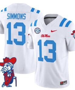 Austin Simmons Jersey 13 Ole Miss Rebels 2025 Limited V2 Stitched White Limited
