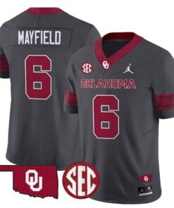 Baker Mayfield Jersey 6 Oklahoma Sooners 2025 Limited Stitched Anthracite