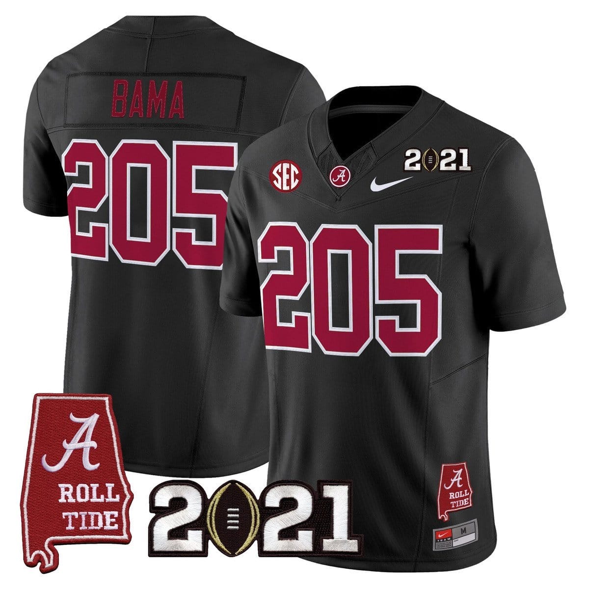 Bama Jersey #205 Alabama 2021 CFP National Championship Alabama Map