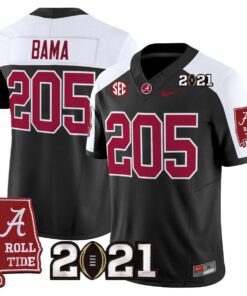 Bama Jersey 205 Alabama 2021 CFP National Championship Alabama Map Black ALter