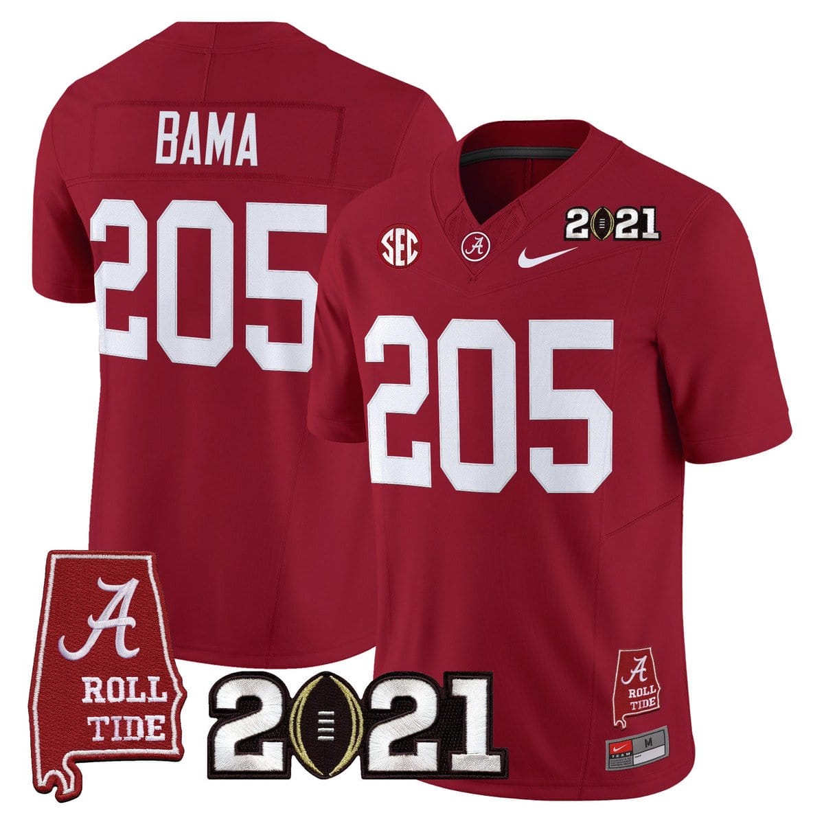 Bama Jersey #205 Alabama 2021 CFP National Championship Alabama Map - Image 5