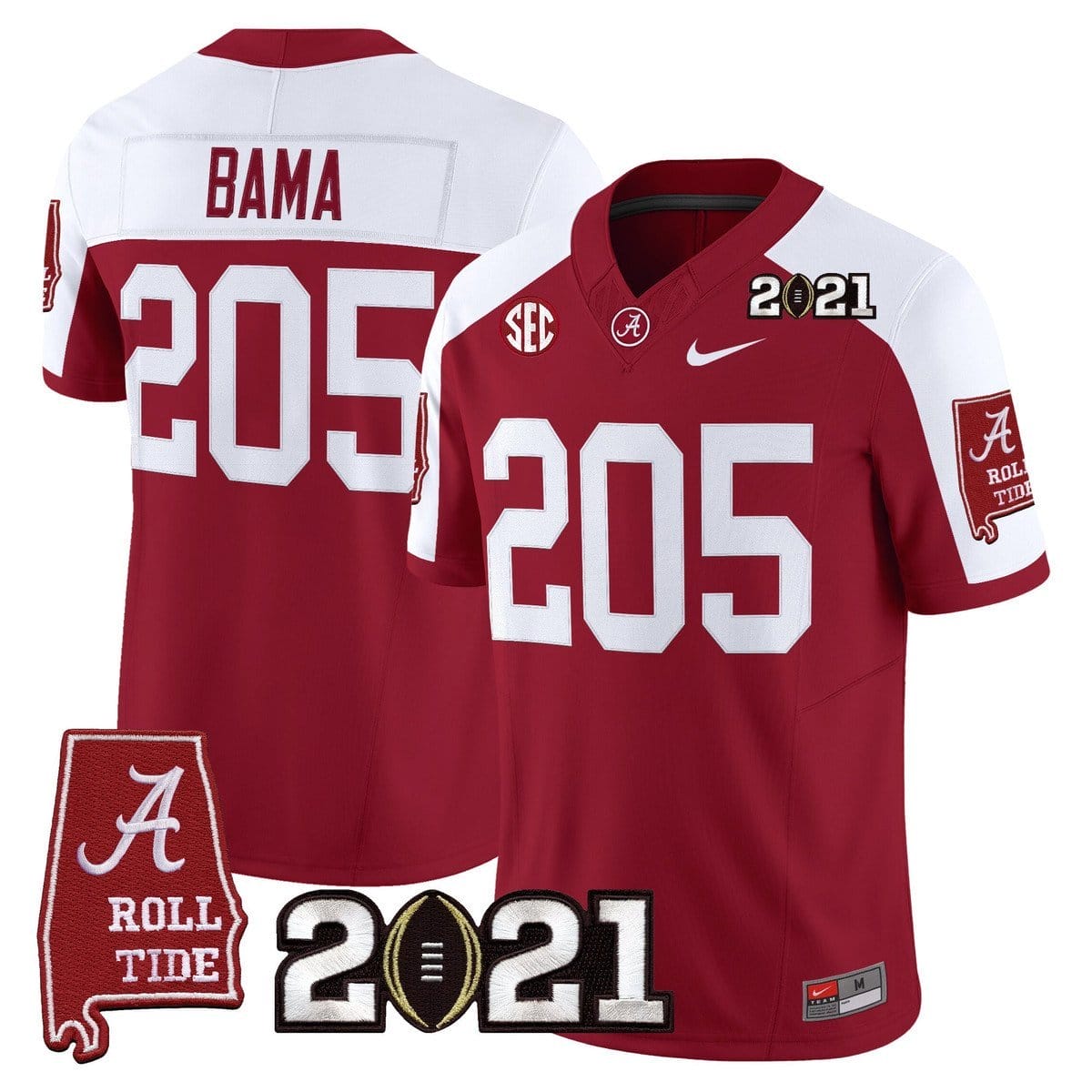Bama Jersey #205 Alabama 2021 CFP National Championship Alabama Map - Image 4