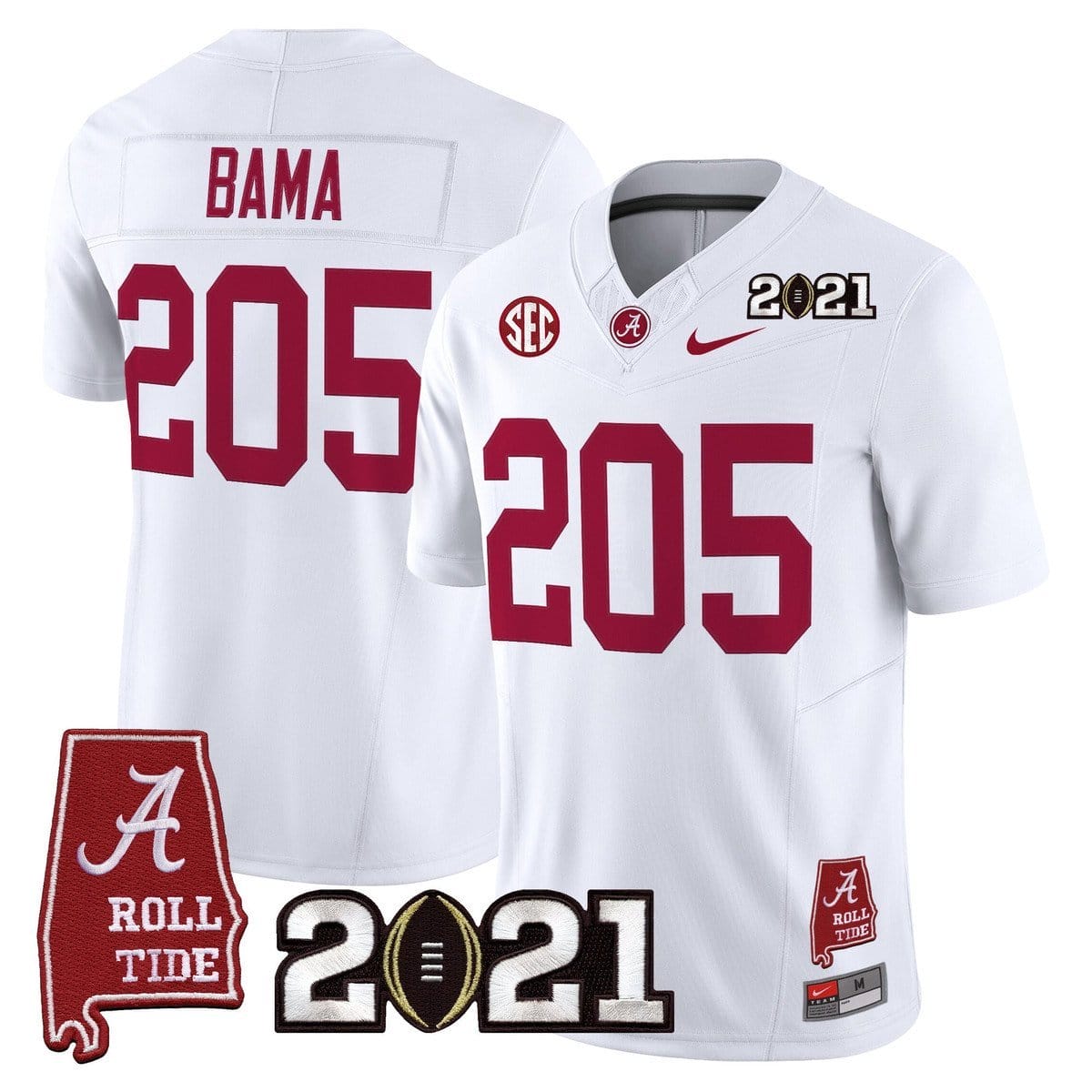 Bama Jersey #205 Alabama 2021 CFP National Championship Alabama Map - Image 2