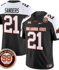 Barry Sanders Jersey 21 Oklahoma State Cowboys 2025 Leslie O neal Patch Black Alter