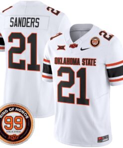 Barry Sanders Jersey 21 Oklahoma State Cowboys 2025 Leslie O neal Patch White