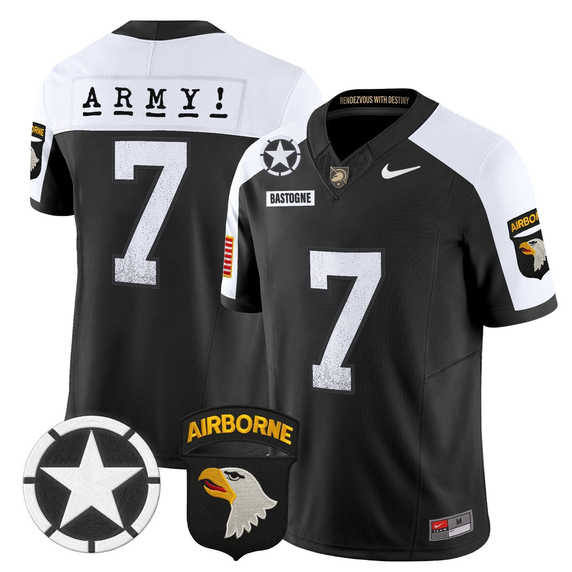 Bastogne Jersey #7 Army Black Knights 2025 Screaming Eagles Stitched - Image 4