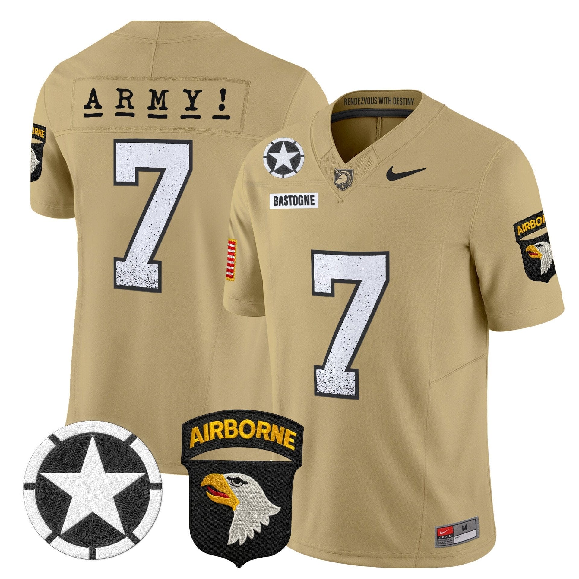 Bastogne Jersey #7 Army Black Knights 2025 Screaming Eagles Stitched - Image 3