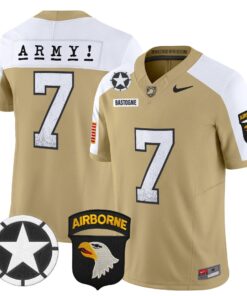 Bastogne Jersey 7 Army Black Knights 2025 Screaming Eagles Stitched Tan Alter