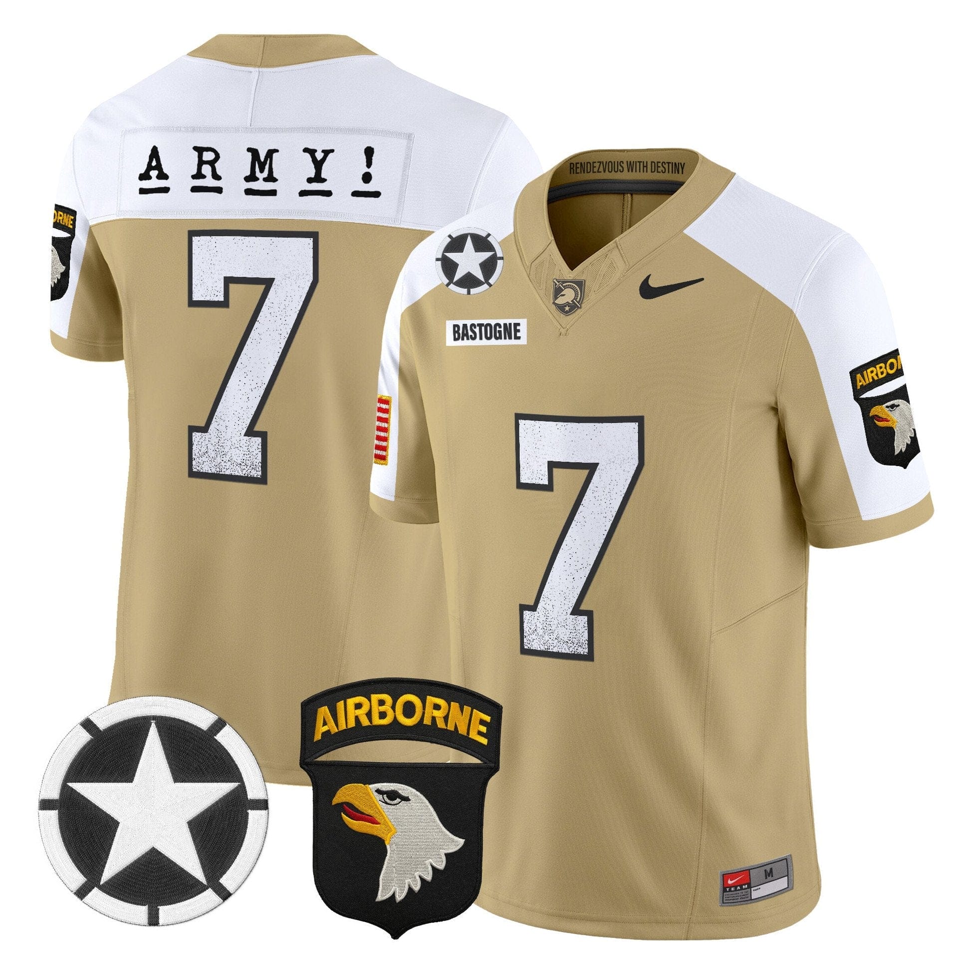 Bastogne Jersey #7 Army Black Knights 2025 Screaming Eagles Stitched - Image 5