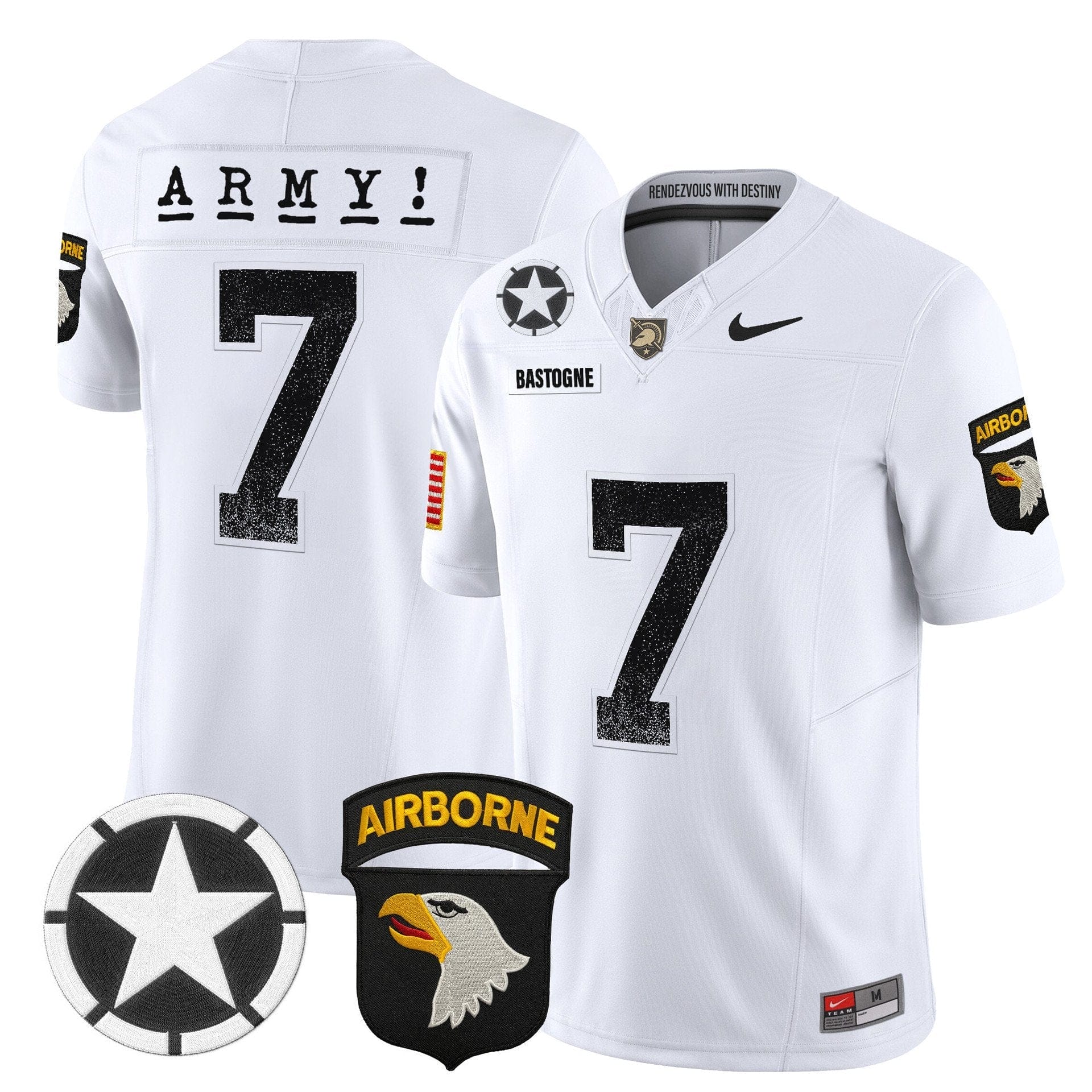 Bastogne Jersey #7 Army Black Knights 2025 Screaming Eagles Stitched - Image 2
