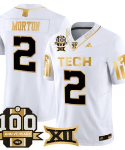 Behren Morton Jersey 2 Texas Tech 2025 100th Anniversary Stitched White Gold