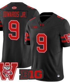 Billy Edwards Jr Jersey #9 Wisconsin Badgers Throwback Stitched