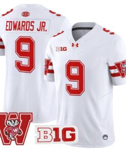 Alternative view of Billy Edwards Jr Jersey #9 Wisconsin Badgers Throwback Stitched