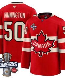Men Canada 2025 4 Nations Face-Off Champions Jersey - All Stitched 52 Binnington