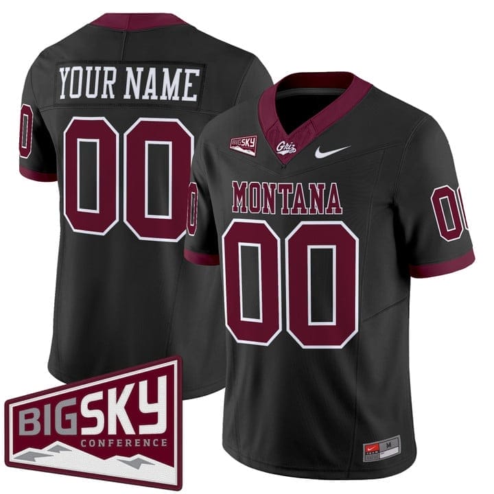 Custom Montana Grizzlies Jersey Name, Number 2025 Vapor Stitched Black Alter 1 Custom Montana Grizzlies Jersey Name, Number 2025 Vapor Stitched Black Alter