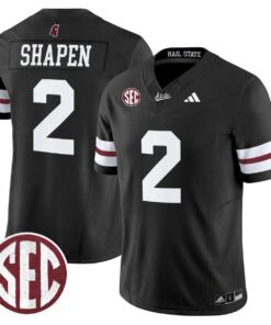 Blake Shapen Jersey #2 Mississippi State Bulldogs Dark Mode Stitched