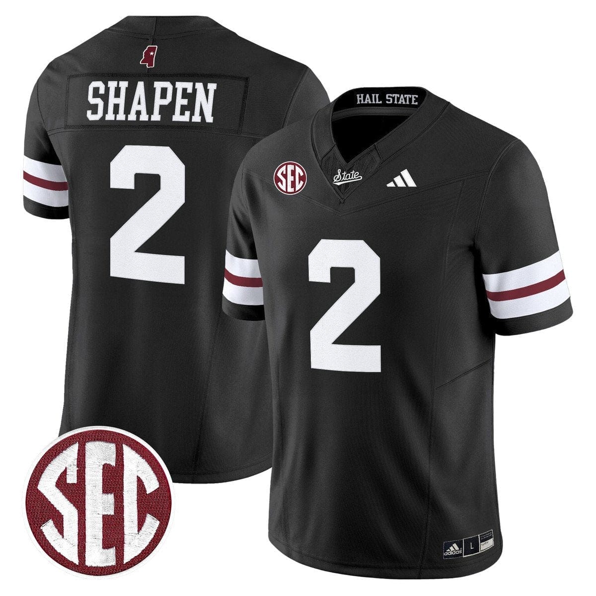 Blake Shapen Jersey #2 Mississippi State Bulldogs Dark Mode Stitched 1 Blake Shapen Jersey #2 Mississippi State Bulldogs Dark Mode Stitched