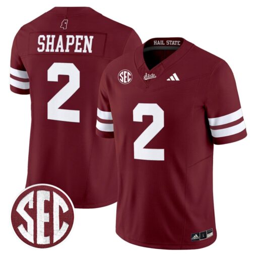 Blake Shapen Jersey #2 Mississippi State Bulldogs Dark Mode Stitched - Image 5