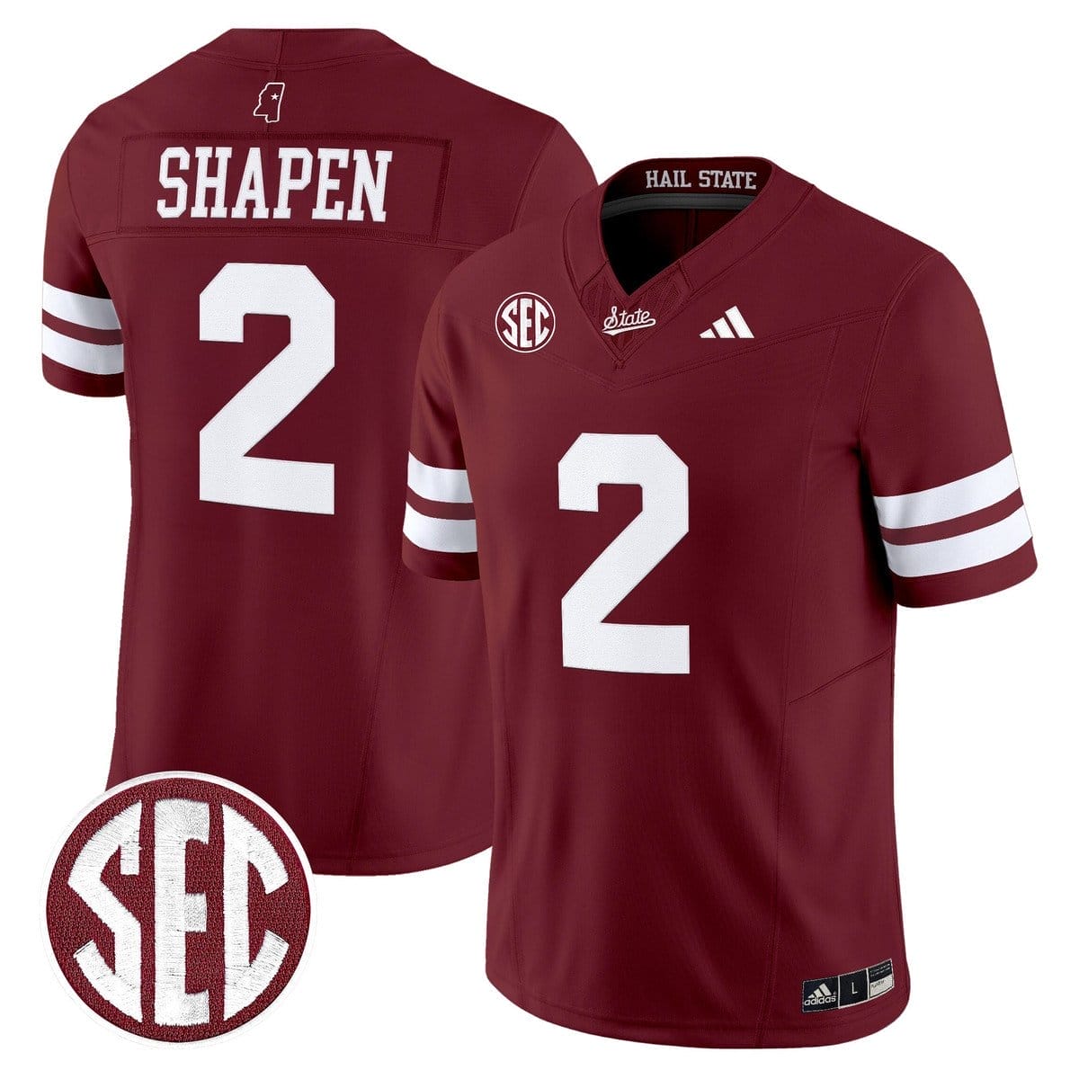 Blake Shapen Jersey #2 Mississippi State Bulldogs Dark Mode Stitched 5 Blake Shapen Jersey #2 Mississippi State Bulldogs Dark Mode Stitched - Image 5