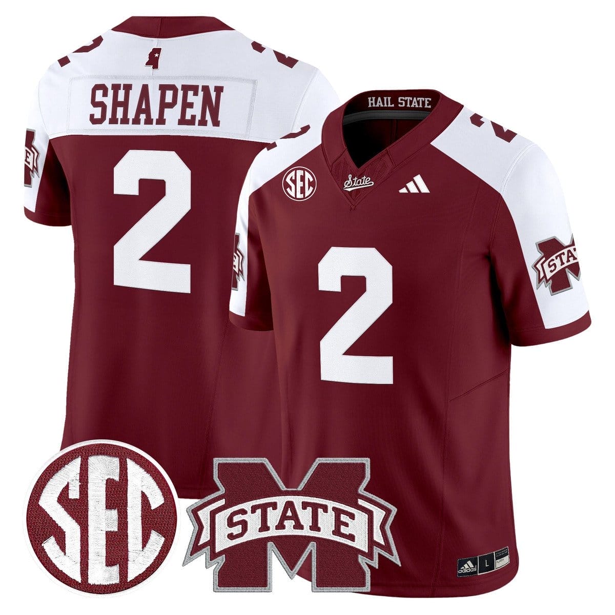 Blake Shapen Jersey #2 Mississippi State Bulldogs Dark Mode Stitched 4 Blake Shapen Jersey #2 Mississippi State Bulldogs Dark Mode Stitched - Image 4