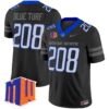 Blue Turf Jersey 208 Boise State Broncos 2025 Vapor Stitched Black