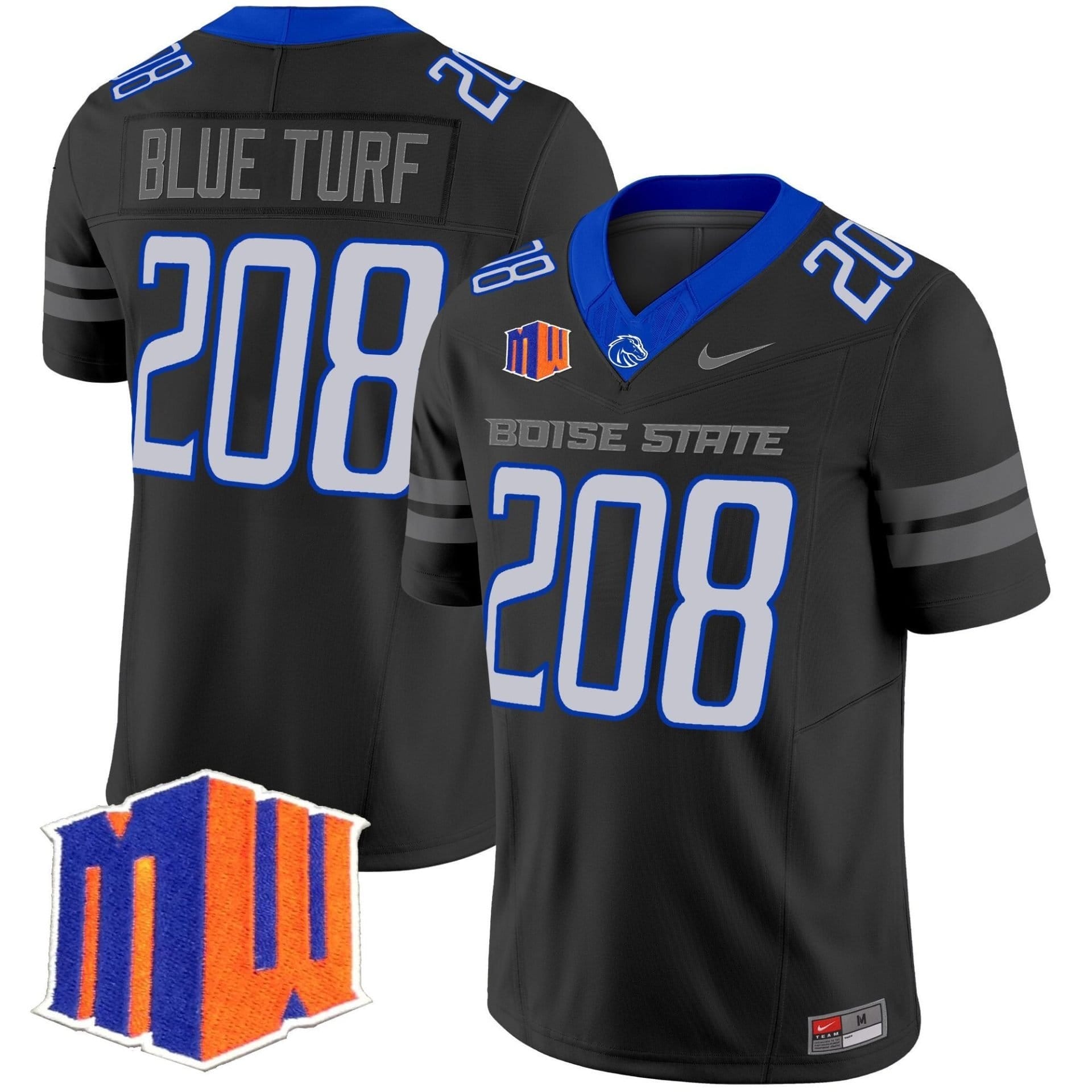 Blue Turf Jersey #208 Boise State Broncos 2025 Vapor Stitched 1 Blue Turf Jersey #208 Boise State Broncos 2025 Vapor Stitched