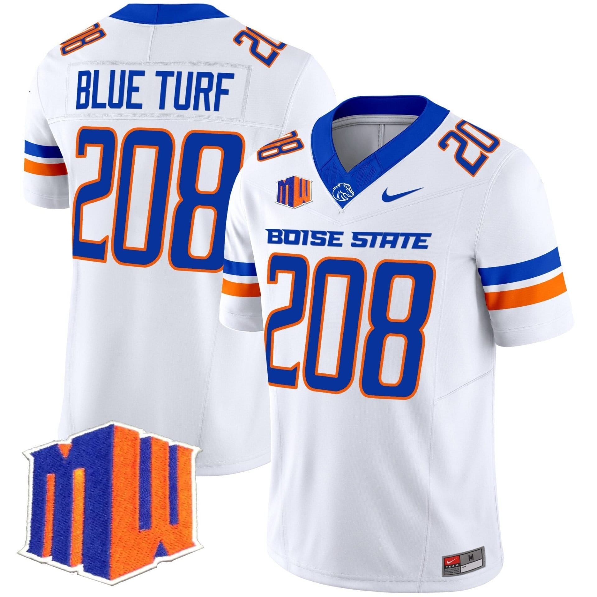 Blue Turf Jersey #208 Boise State Broncos 2025 Vapor Stitched 2 Blue Turf Jersey #208 Boise State Broncos 2025 Vapor Stitched - Image 2