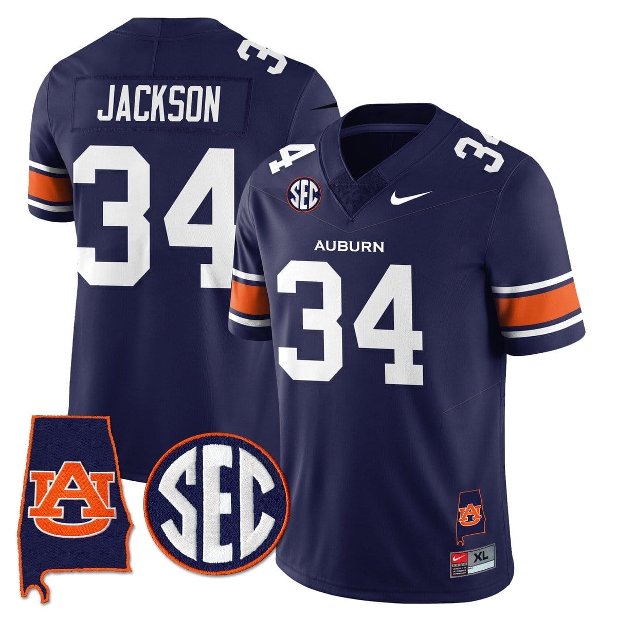 Bo Jackson Jersey #34 Auburn Tigers Alabama Patch Vapor Stitched 3 Bo Jackson Jersey #34 Auburn Tigers Alabama Patch Vapor Stitched - Image 3