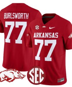 Brandon Burlsworth Jersey 77 Arkansas Razorbacks Limited Stitched Cardinal