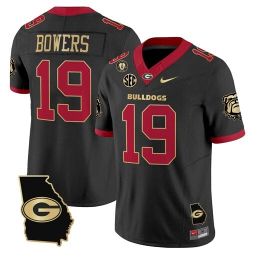 Brock Bowers Jersey #19 Georgia Bulldogs 2025 Georgia Map, Vince Dooley Stitched