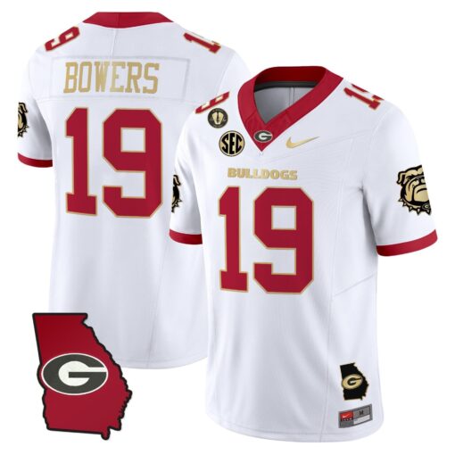 Brock Bowers Jersey #19 Georgia Bulldogs 2025 Georgia Map, Vince Dooley Stitched - Image 5