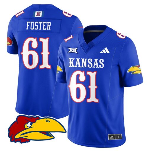 Bryce Foster Jersey #61 Kansas Jayhawks Football 2025 Limited Stitched - Image 4
