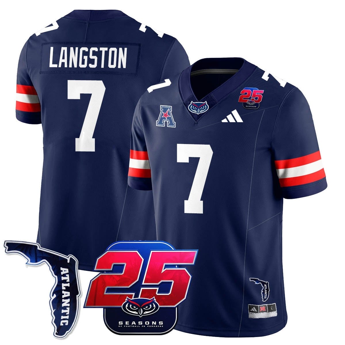 Bryce Langston Jersey #7 Florida Atlantic Football 25th Season Stitched - Image 2