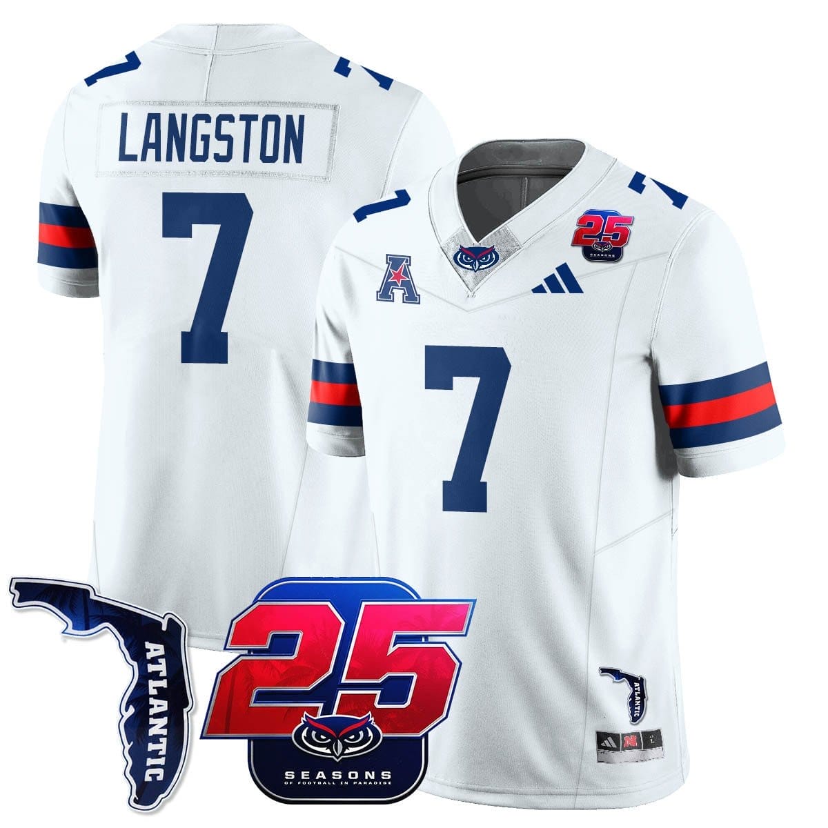 Bryce Langston Jersey #7 Florida Atlantic Football 25th Season Stitched