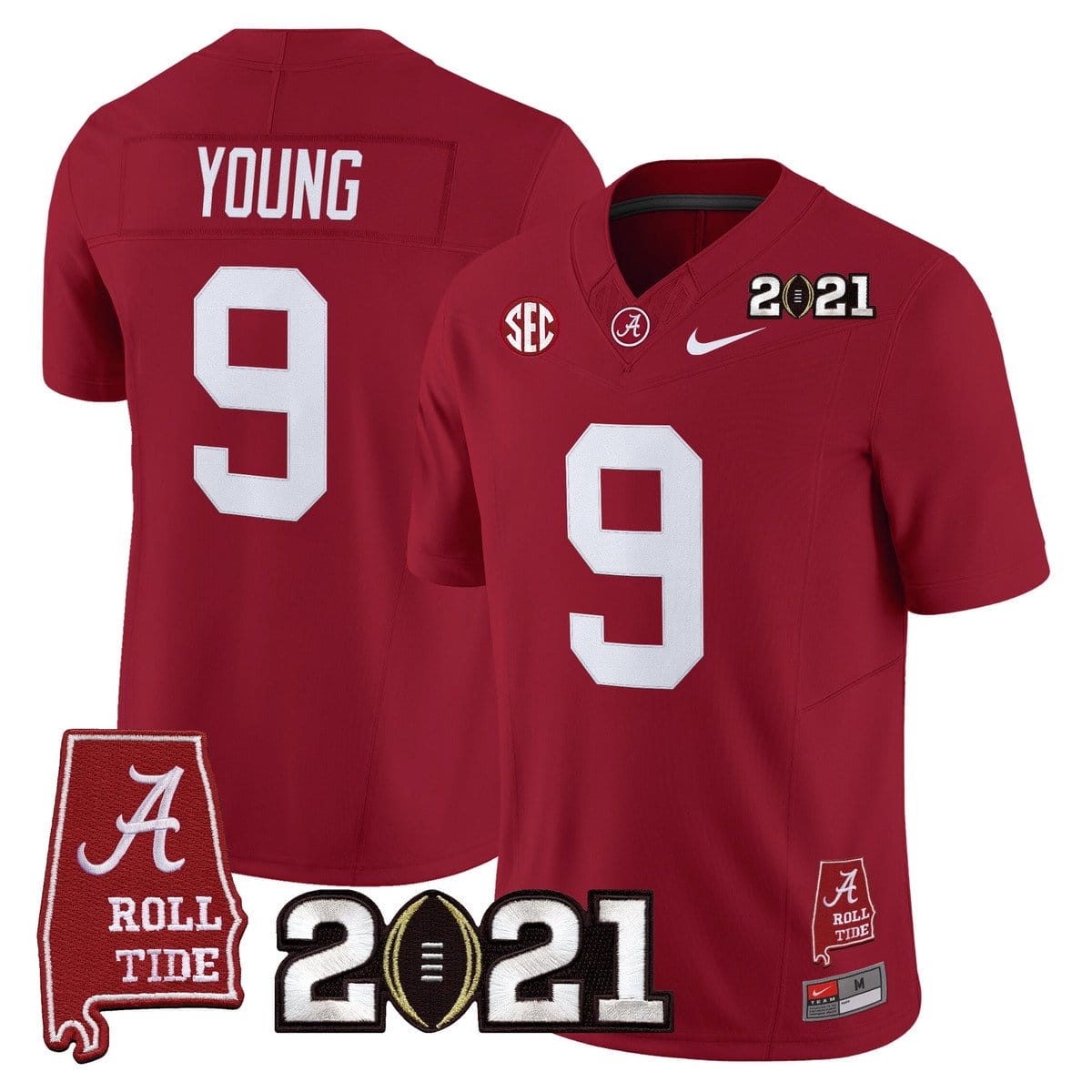 Bryce Young Jersey #9 Alabama 2021 CFP Championship Alabama Map - Image 5