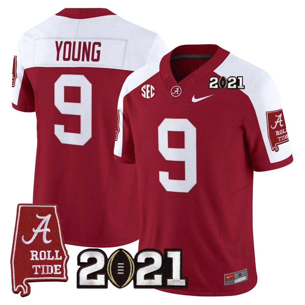 Bryce Young Jersey #9 Alabama 2021 CFP Championship Alabama Map - Image 4