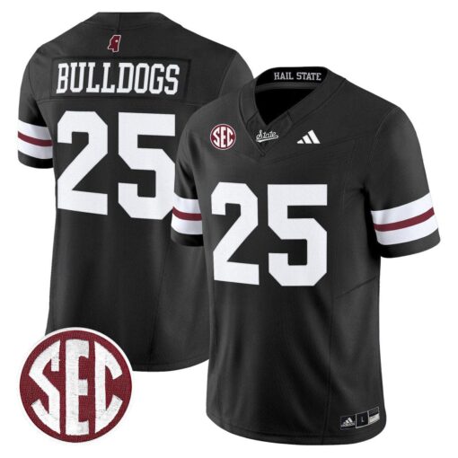 Bulldogs Jersey #25 Mississippi State Bulldogs Dark Mode Stitched