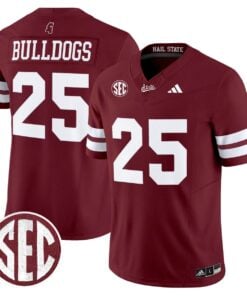 Bulldogs Jersey 25 Mississippi State Bulldogs Dark Mode Stitched Maroon