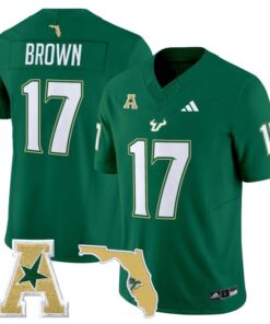 Byrum Brown Jersey 17 South Florida Bulls 2025 Vapor Limited Stitched Green