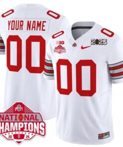 Alternative view of Custom Ohio State Jersey Heritage Stripe 2025 CFP Patch National Champions