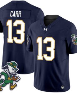 CJ Carr Jersey 13 Notre Dame 2025 Gridiron Leprechaun Edition Navy