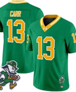 CJ Carr Jersey 13 Notre Dame 2025 Gridiron Leprechaun Edition Throwback