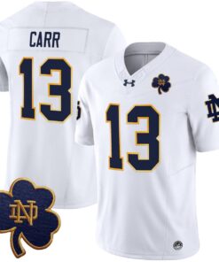 CJ Carr Jersey 13 Notre Dame 2025 Vapor Limited V3 Stitched White