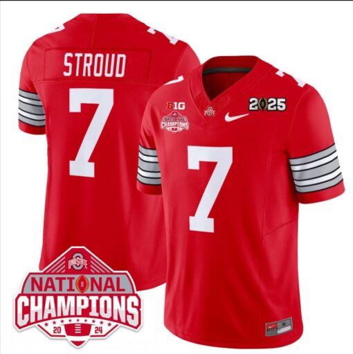 C J Stroud Jersey #7 Ohio State 2025 CFP Patch National Champions - Image 4