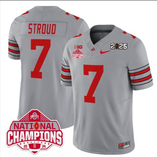 C J Stroud Jersey #7 Ohio State 2025 CFP Patch National Champions - Image 3