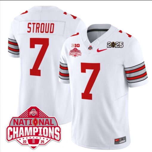 C J Stroud Jersey #7 Ohio State 2025 CFP Patch National Champions - Image 2