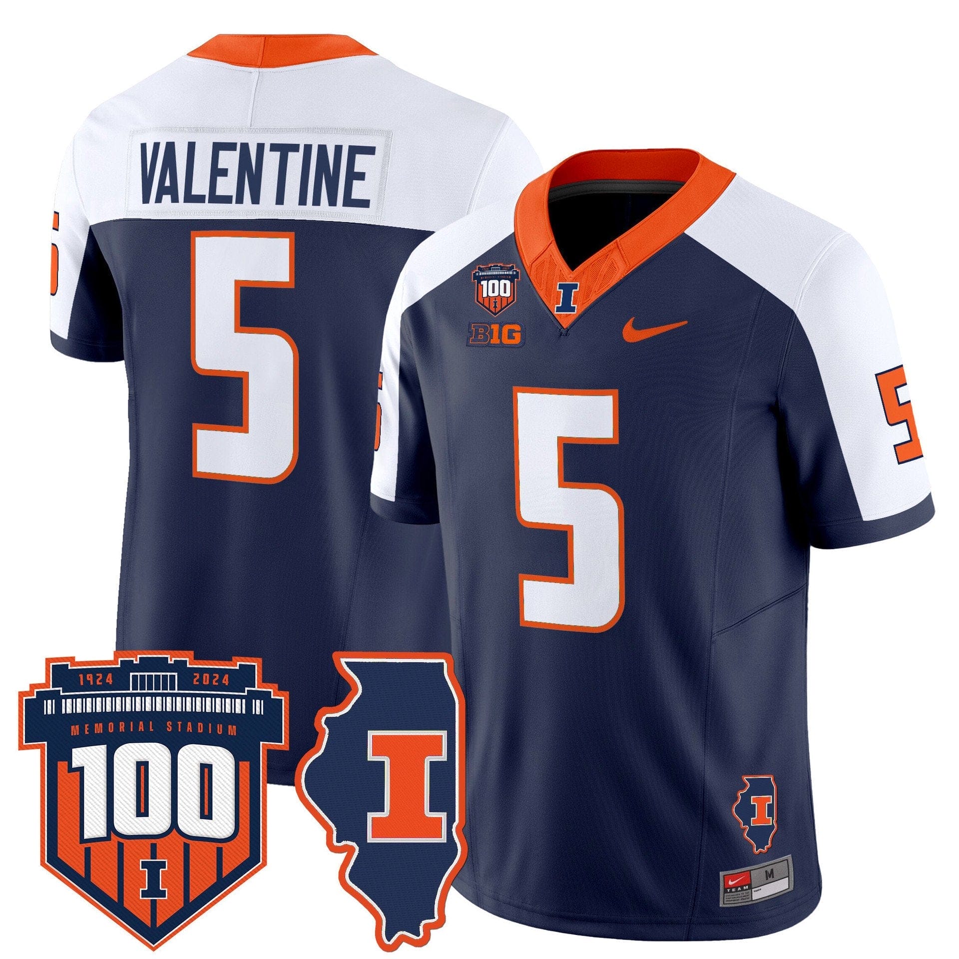 Ca'Lil Valentine Jersey #5 Illinois Fighting 100th Memorial Stadium